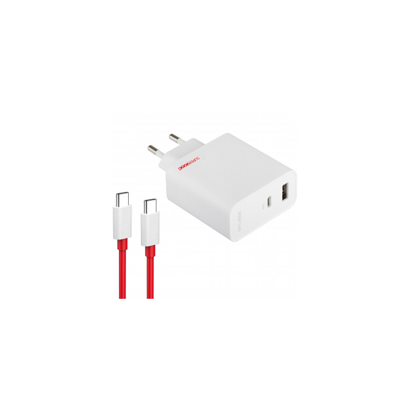 OnePlus SUPERVOOC 80W Dual Port GaN Power Adapter Kit With USB-C Cable White - No Warranty